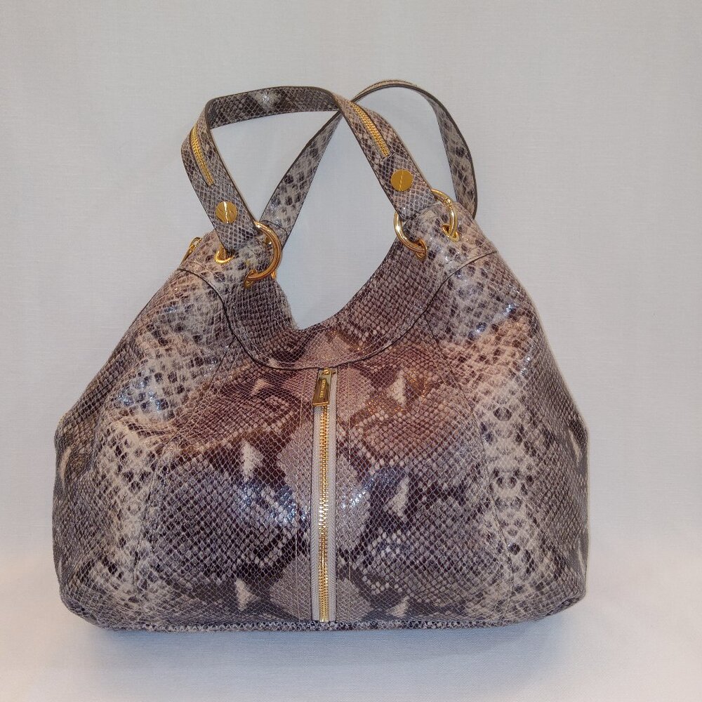 Michael Kors Python Embossed Brown-Multi Leather … - image 1